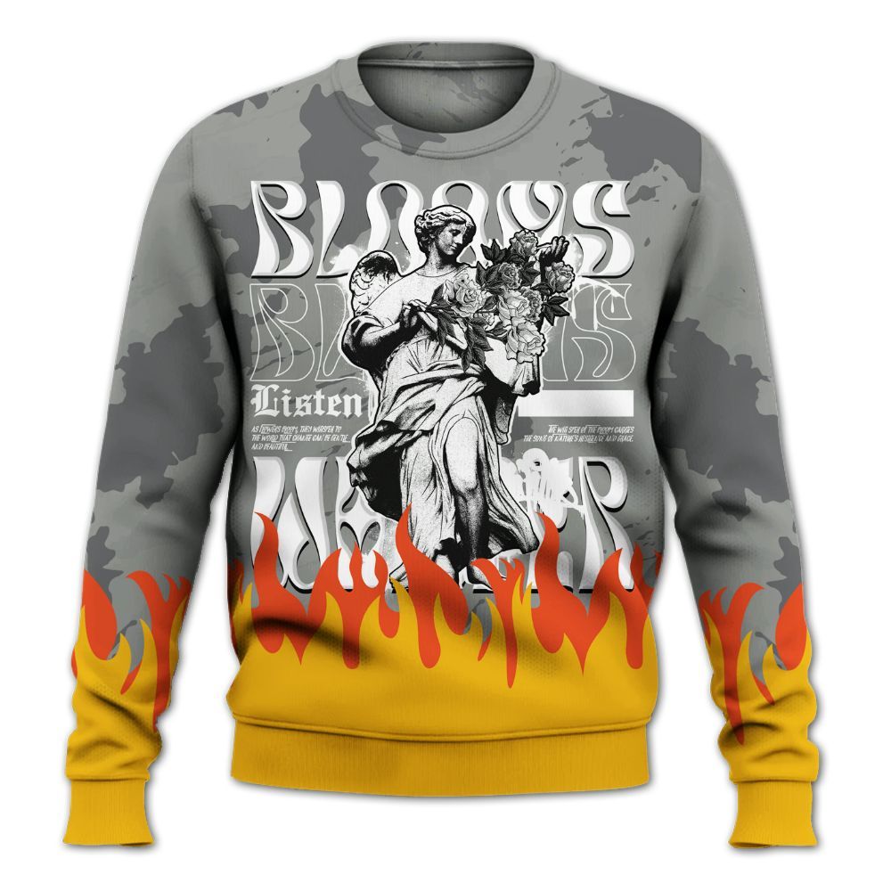 Sweatshirt To Match Paris Cement Grey 4s - Blooms Whisper Retro All Over Print