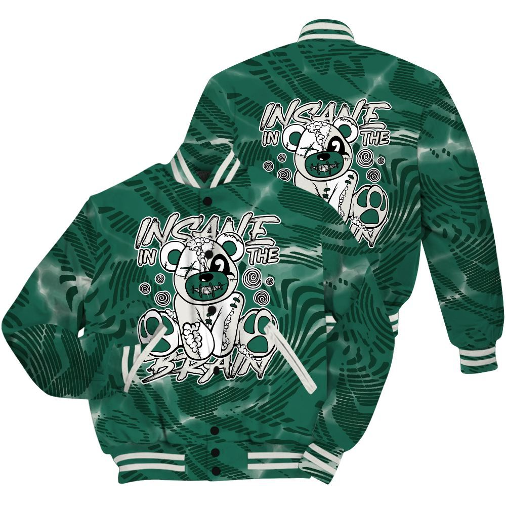 Varsity Jacket To Match Oxidized Green 4s Shirt - Insanes Bear Fume All Over Print