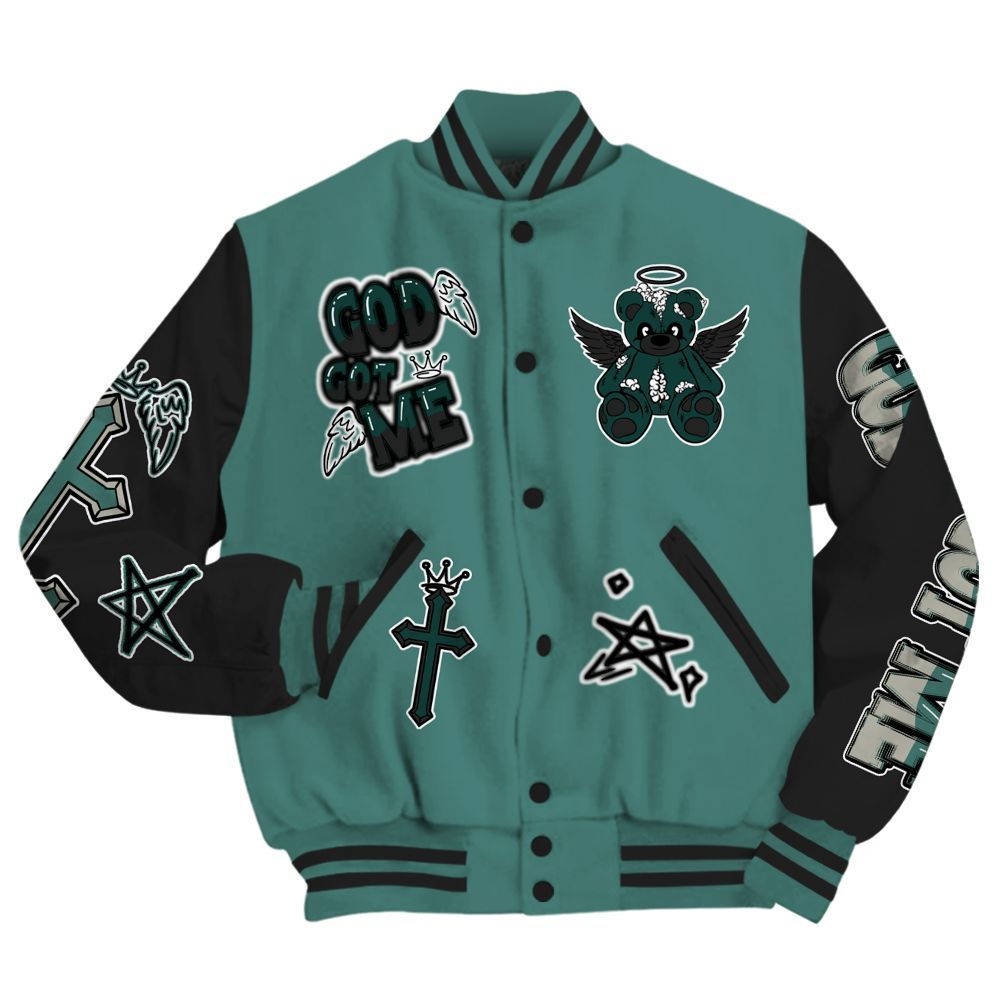 Varsity Jacket To Match Grandma's Driveway 4s - Gods Guides Me Bear All Over Print