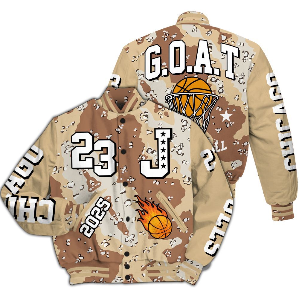 Varsity Jacket To Match Desert Camo 3s - Chicago 23 Basketball All Over Print