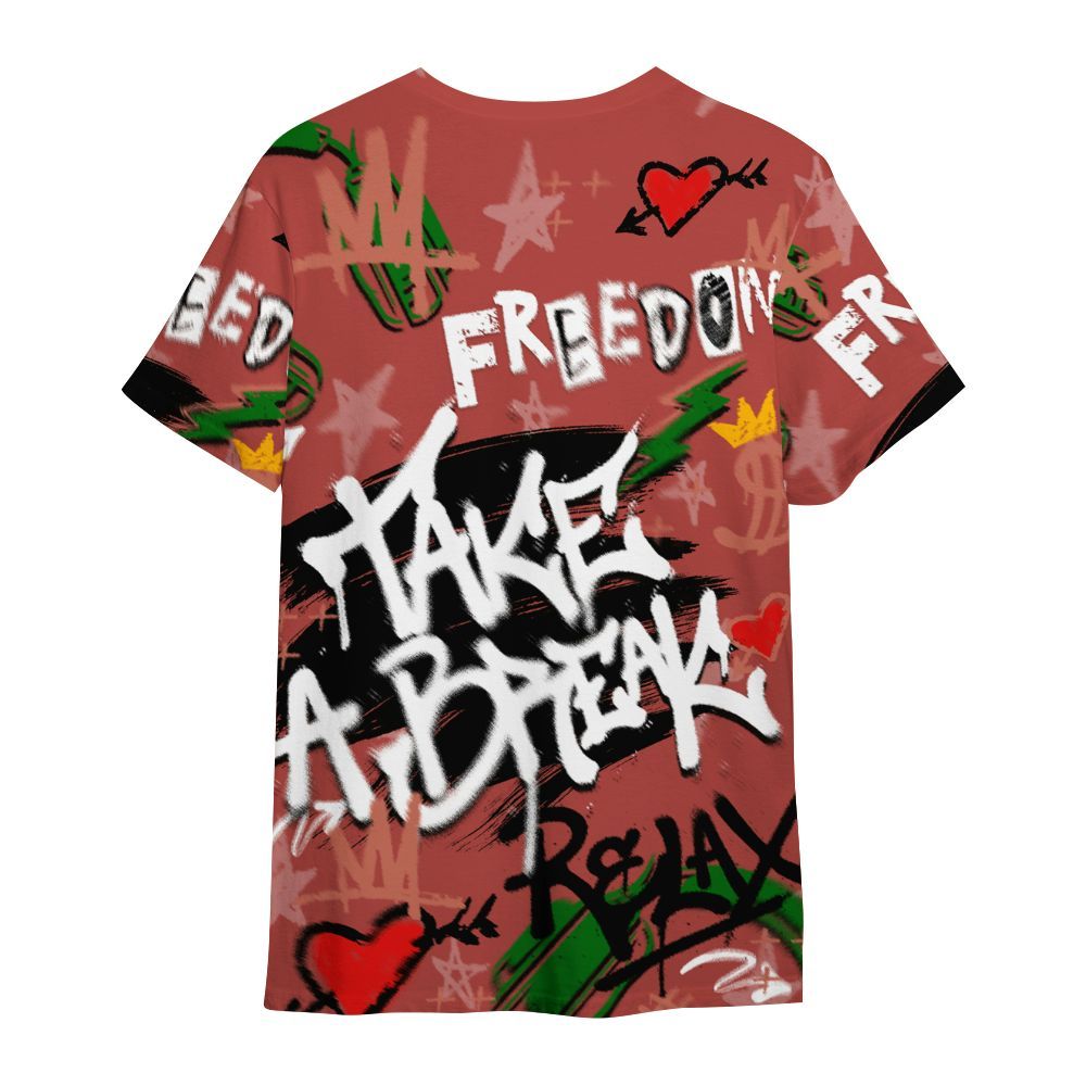 Shirt To Match Dune Red 13s - Take Break Freedom Graffiti Streetwear All Over Print
