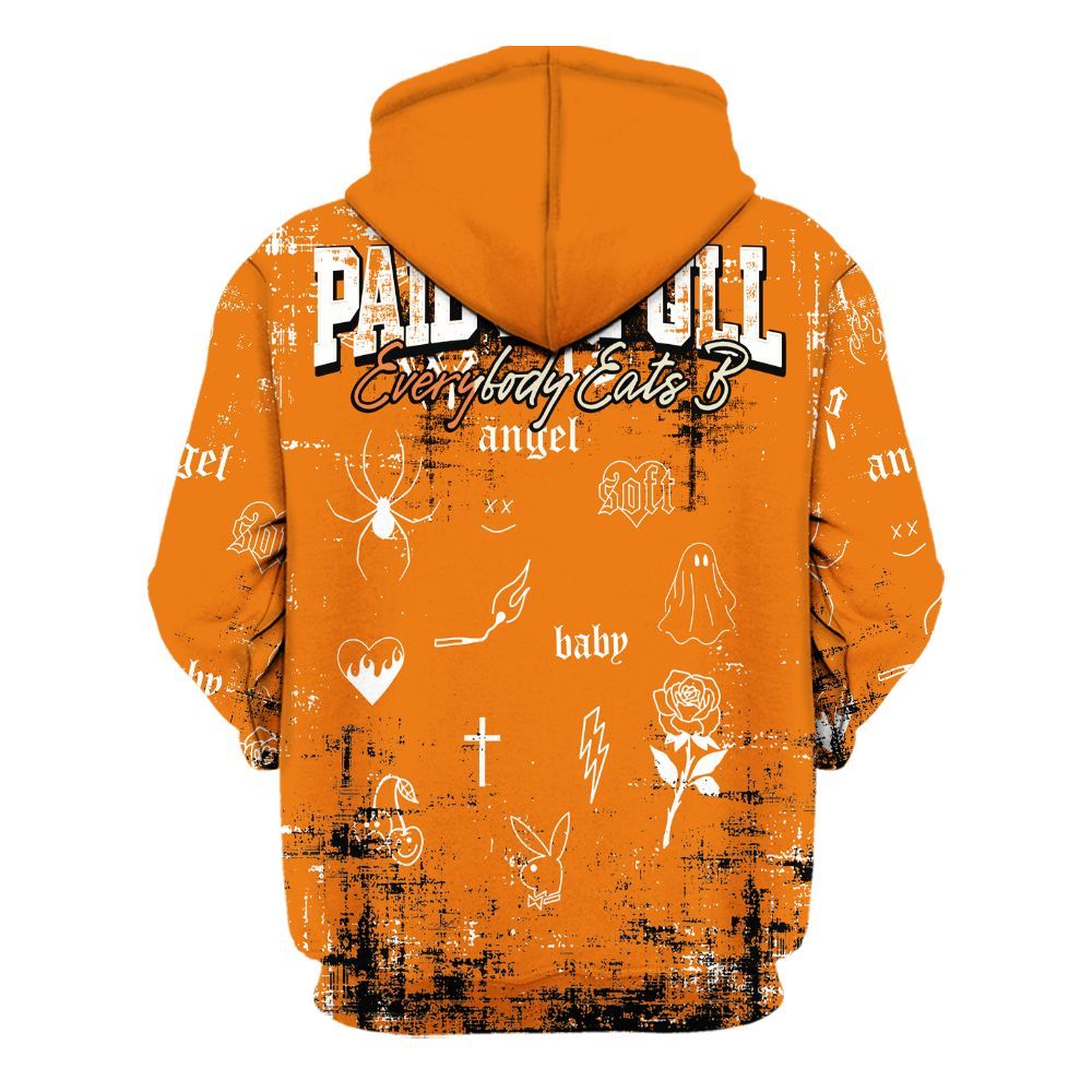 Hoodie To Match Orange Citrus 3s - Paid In Full Money All Over Print