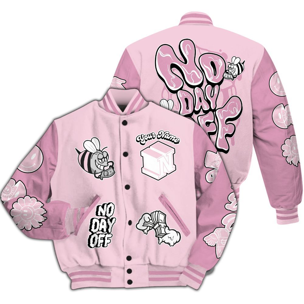 Varsity Jacket To Match Orchid 4s - No Day Off Graphic Custom Name All Over Print
