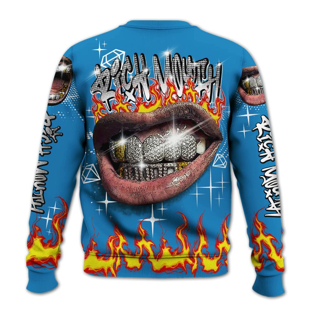 Sweatshirt To Match Retro University Blue 9s - Rich Mouth Fire Rap Retro 90s All Over Print