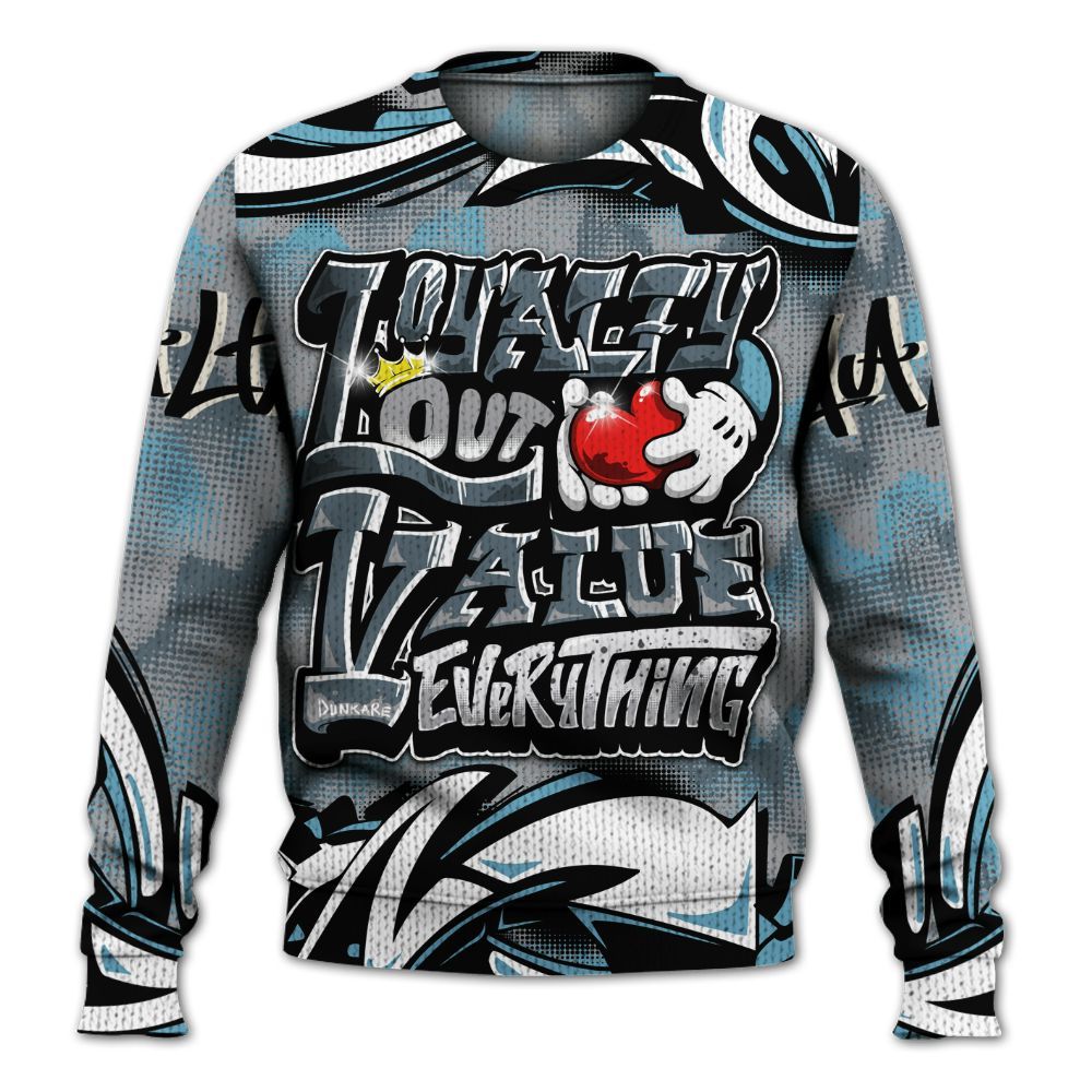Sweater To Match Retro Light Graphite Wolf Grey 5s - Loyalty Out Value Graffiti Graphic