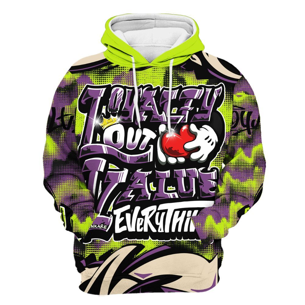 Hoodie To Match GS Black Barely Volt 11s - Loyalty Out Value Graffiti All Over Print