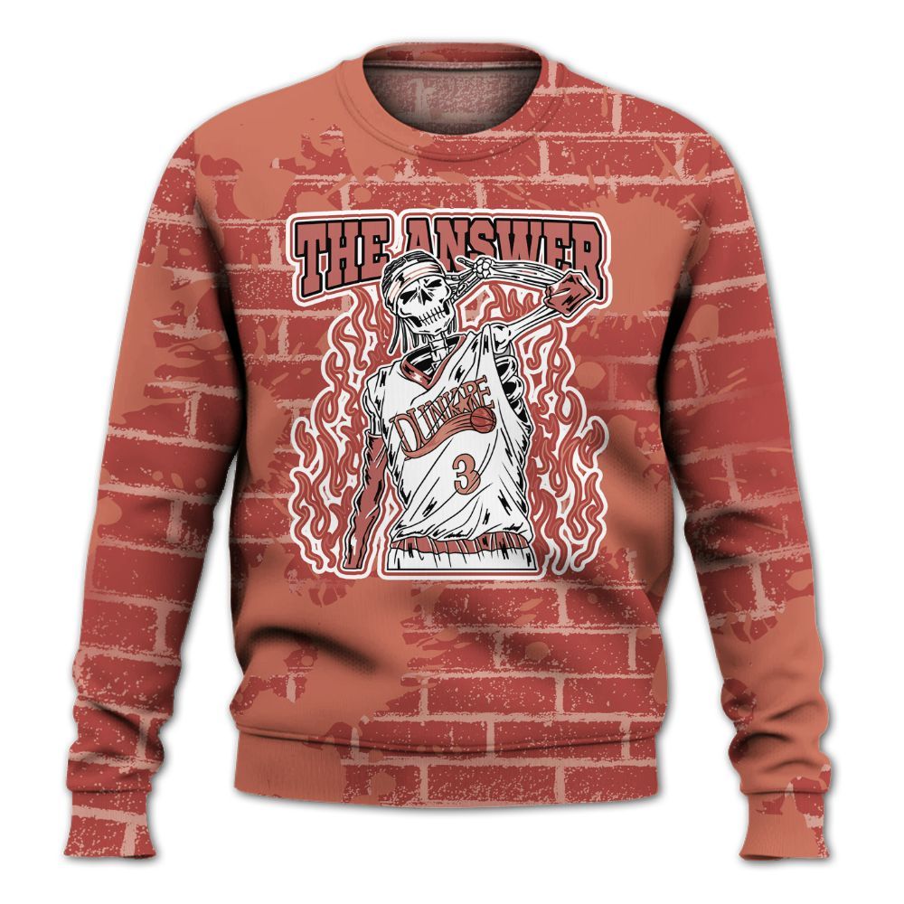 Sweatshirt To Match Dune Red 13s - Allen Answer Skeleton Brick All Over Print