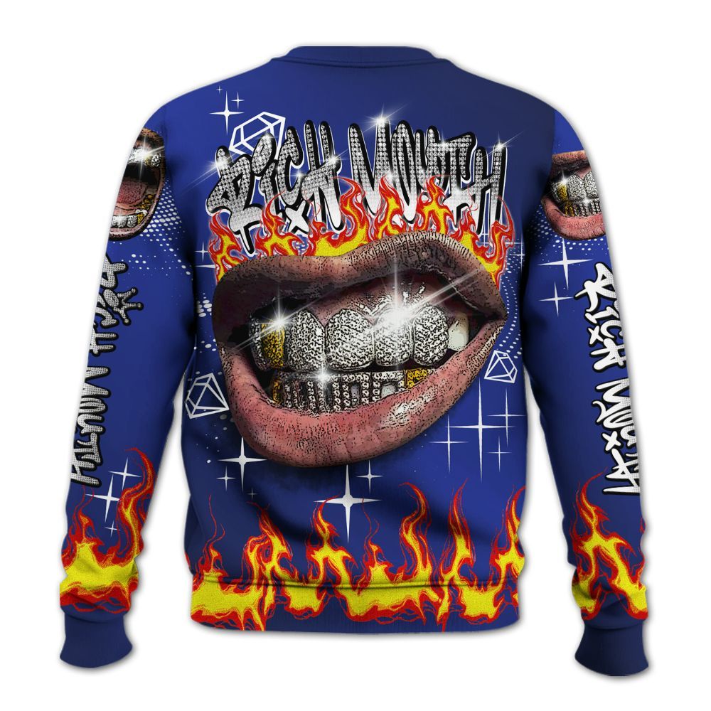 Sweatshirt To Match Air Max Plus Black Racer Blue - Rich Mouth Fire Rap Retro 90s All Over Print