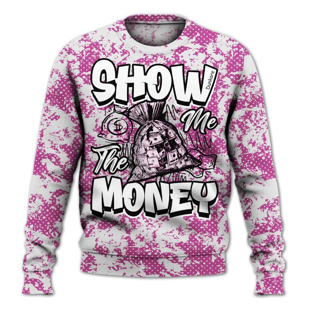 Sweatshirt To Match Dunk Low Active Fuchsia - Show Me The Money Retro All Over Print