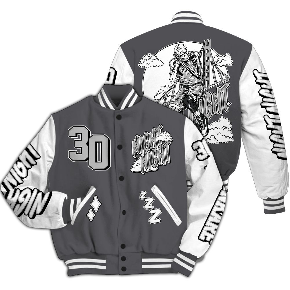 Varsity Jacket To Match White Thunder 4s - Seeya Skeleton All Over Print