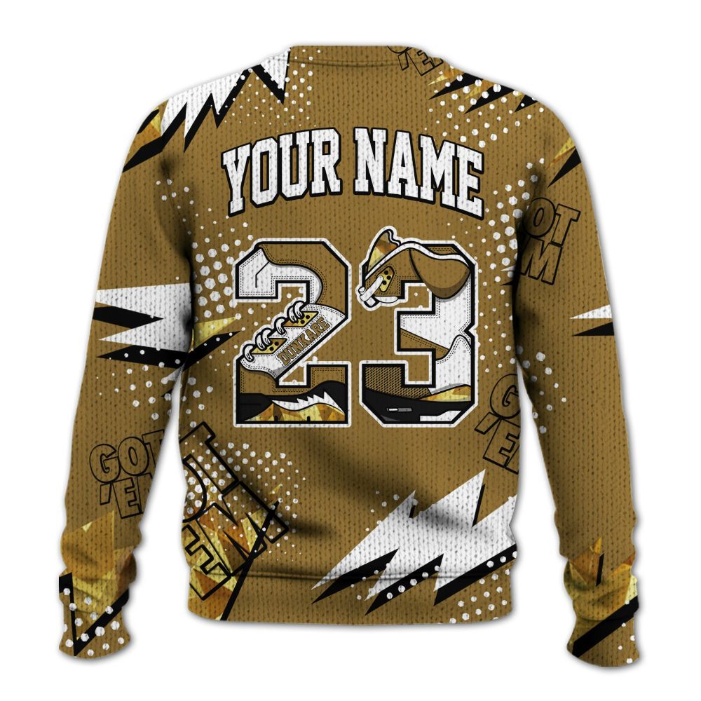 Knitted Sweater To Match NET Gold 4s - Custom Name Number 23 5s