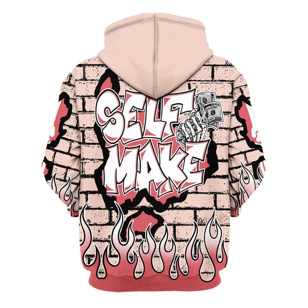 Hoodie To Match Washed Coral 2s Shirt - Self Make Skeleton Crashed All Over Print