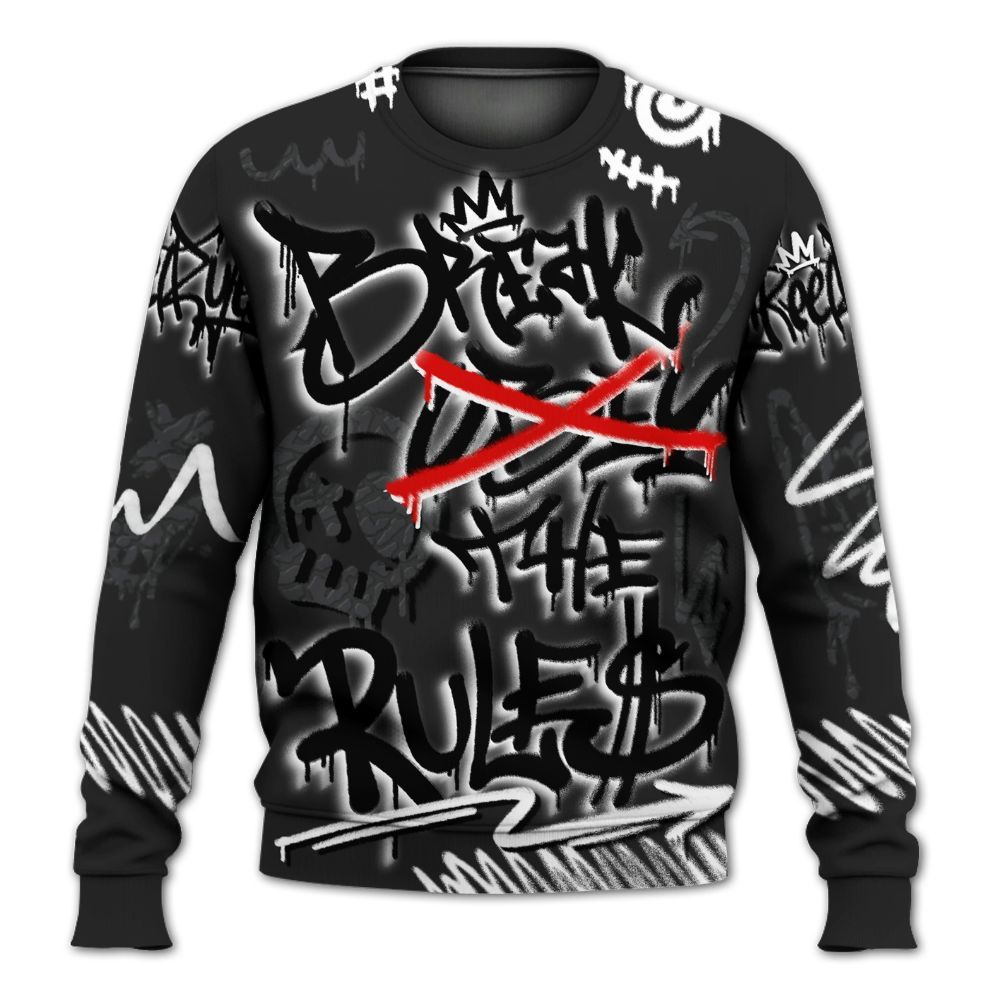 Sweatshirt To Match Black Cat 3s - Break Rules Streetwear All Over Print