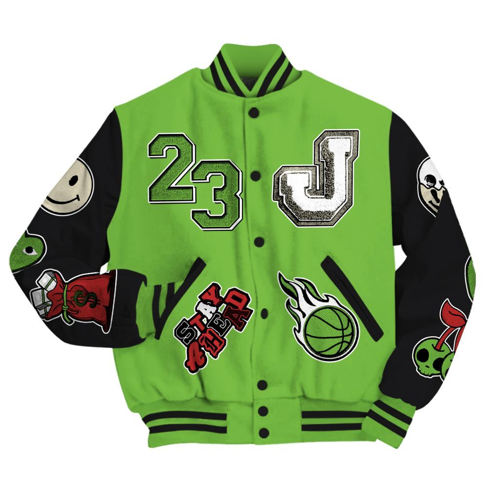 Varsity Jacket To Match Air Max Waffle SP Action Green - Hustles Money Number 23 All Over Print
