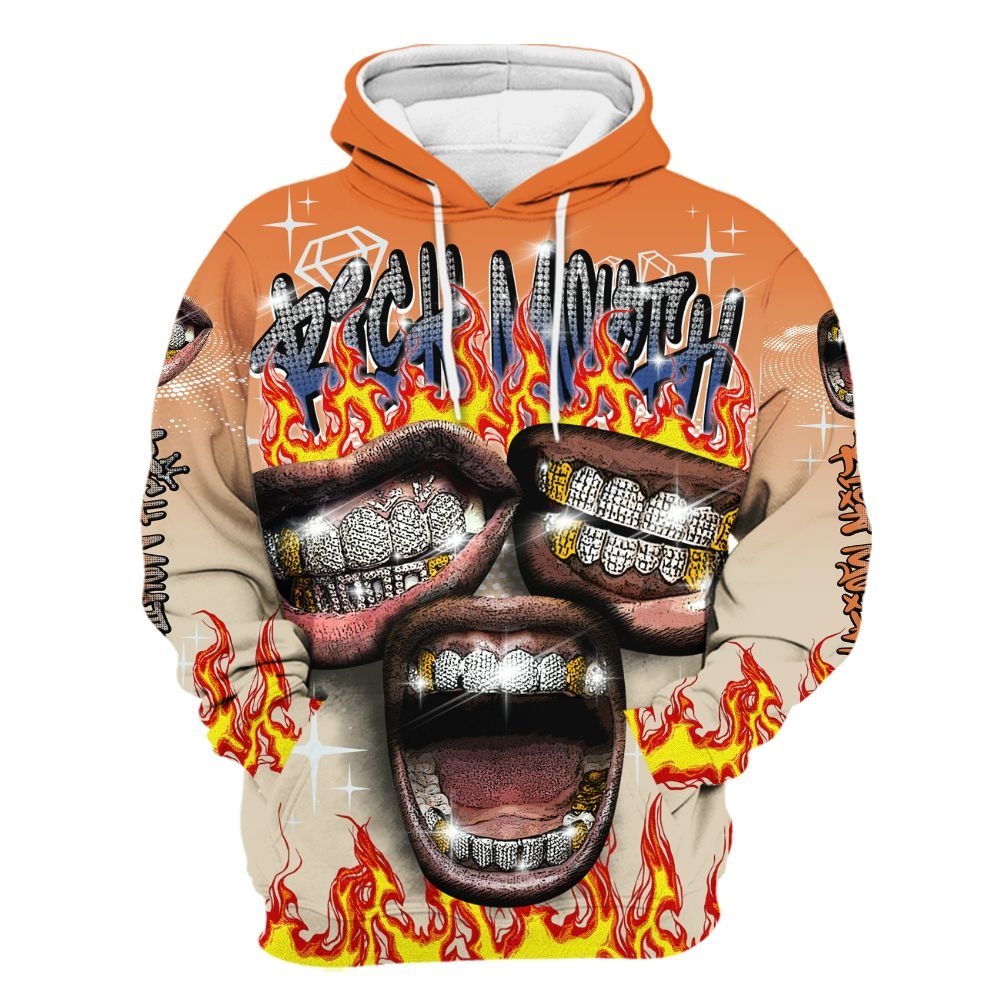 Hoodie To Match Air Max 90 Rattan Birch - Rich Mouth Fire Rap Retro 90s All Over Print