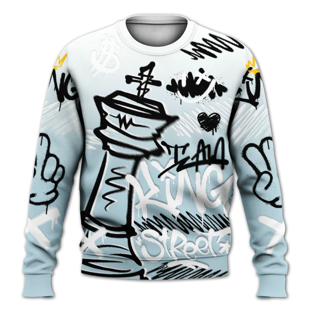Sweatshirt To Match Mid Ice Blue 1s - Street King Chess Streetwear All Over Print