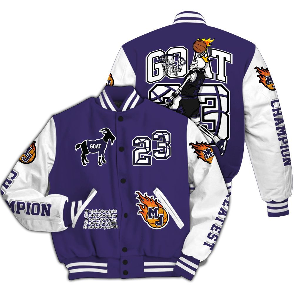 Varsity Jacket To Match Retro Court Purple 13s - 23 G.0.A.T Jump Up Basketball All Over Print