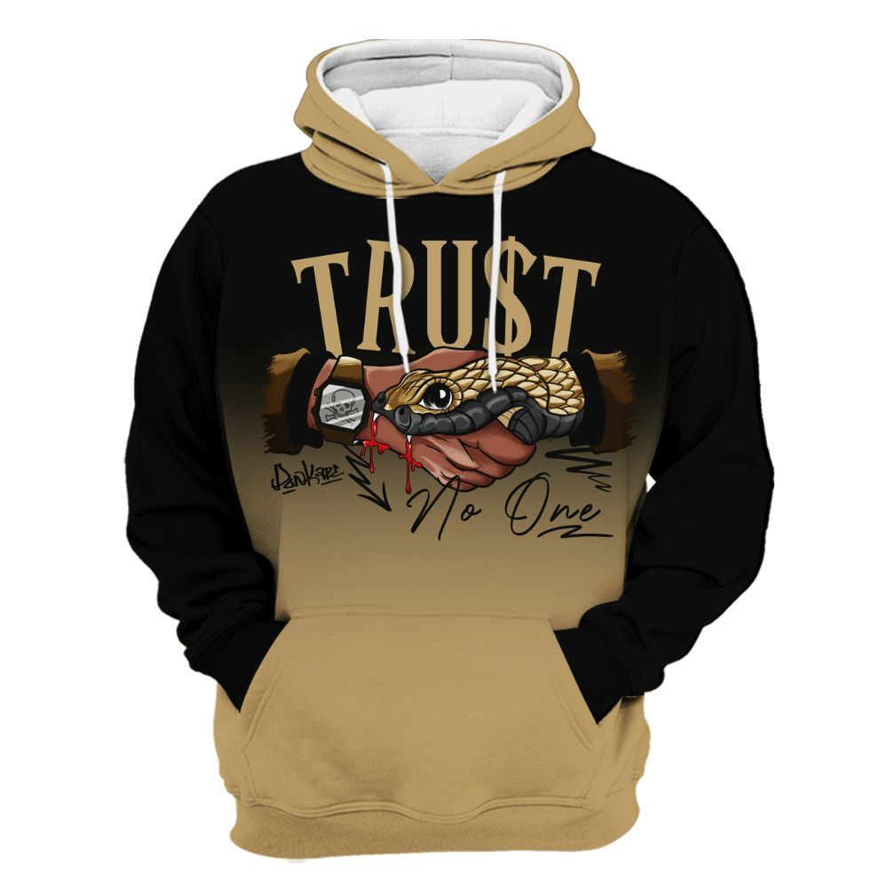 Hoodie To Match High OG Black Metallic Gold 1s - Snake Trust No One Drip All Over Print