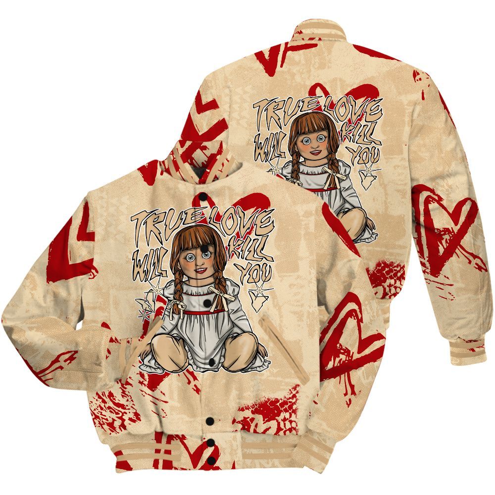 Varsity Jacket To Match Dunk Low Strawberry Waffle Shirt - Genuine Loves Bear Heart Grunge All Over Print