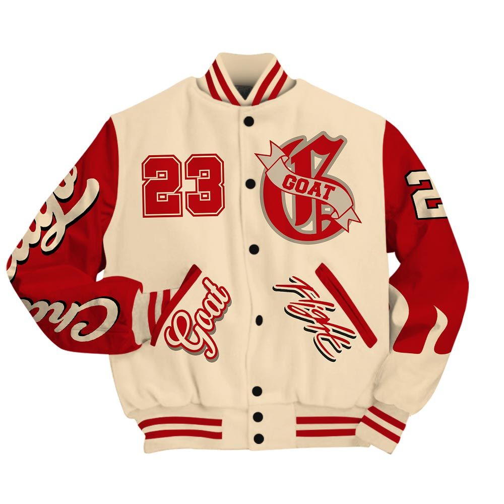 Varsity Jacket To Match Dunk Low Strawberry Waffle - The G.O.A.T Flight Streetwear Baseball Varsity Jacket Unisex Outfit