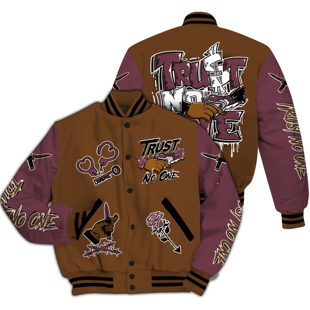 Varsity Jacket To Match Archaeo Brown 3s - Trust No One Dripping All Over Print
