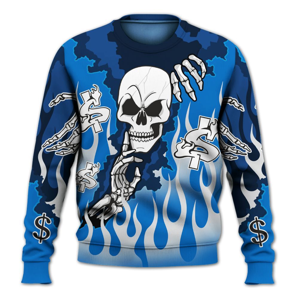 Sweatshirt To Match Blueberry 12s - Ones Move In Silence Graphic Trapped All Over Print