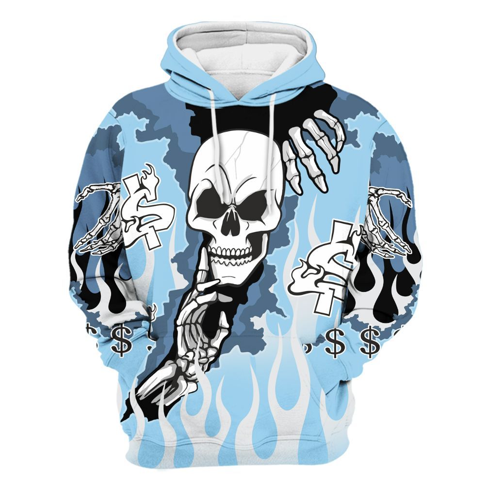 Hoodie To Match Legend Blue 11s - Ones Move In Silence Graphic Trapped All Over Print