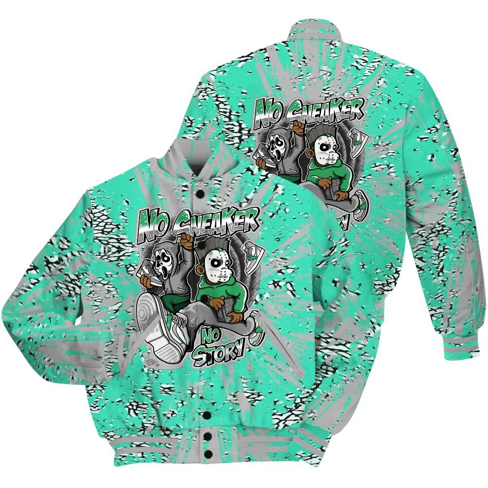 Varsity Jacket To Match Black Green Glow 3s Shirt - Sneakers Make Story Graphic Luxury All Over Print