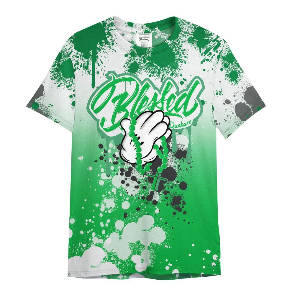 Shirt To Match Lucky Green 5s - God Blessed Ink Drip All Over Print