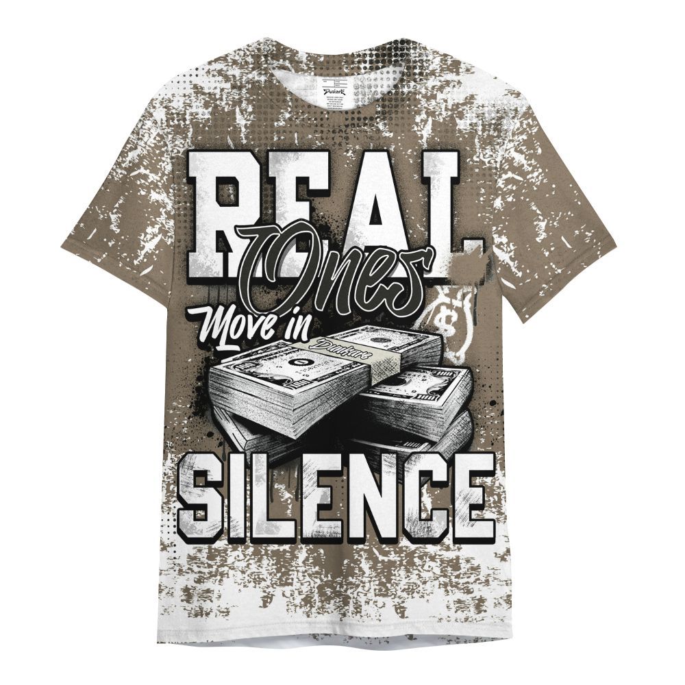 Shirt To Match Low OG Dark Mocha 1s - Move In Silence Money Street Retro All Over Print