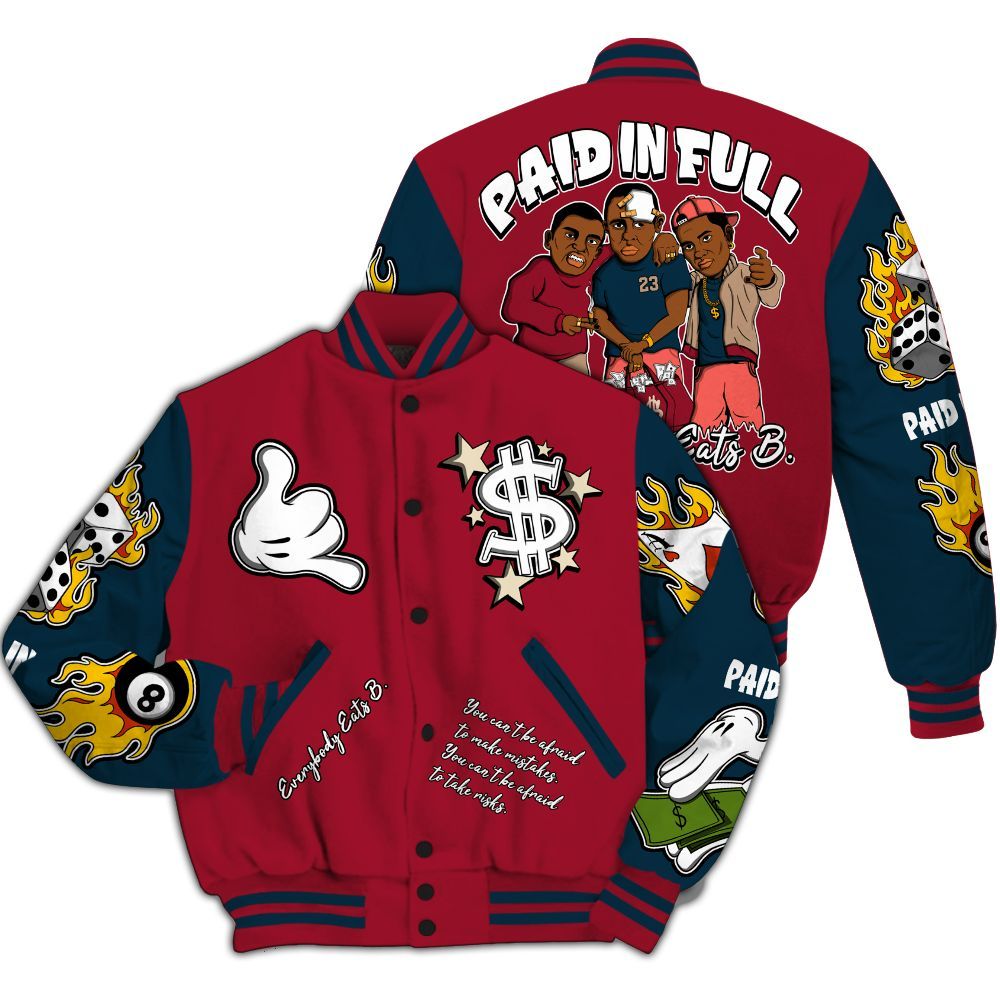 Varsity Jacket To Match Mid Multi Color 2022 1s - Everybody Paid In Full Graphic All Over Print