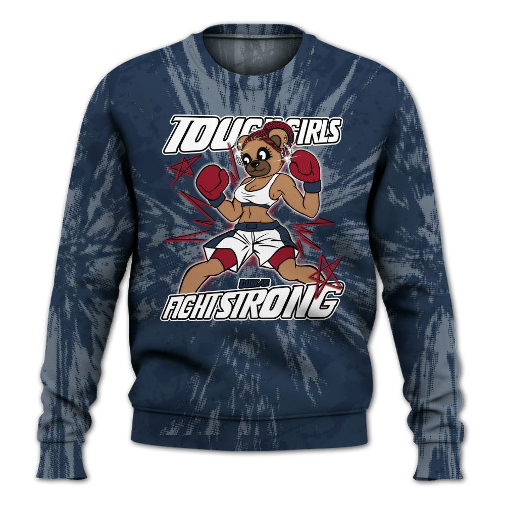 Sweatshirt To Match White Midnight Navy 6s - Gritty Girls Bear Luxury All Over Print