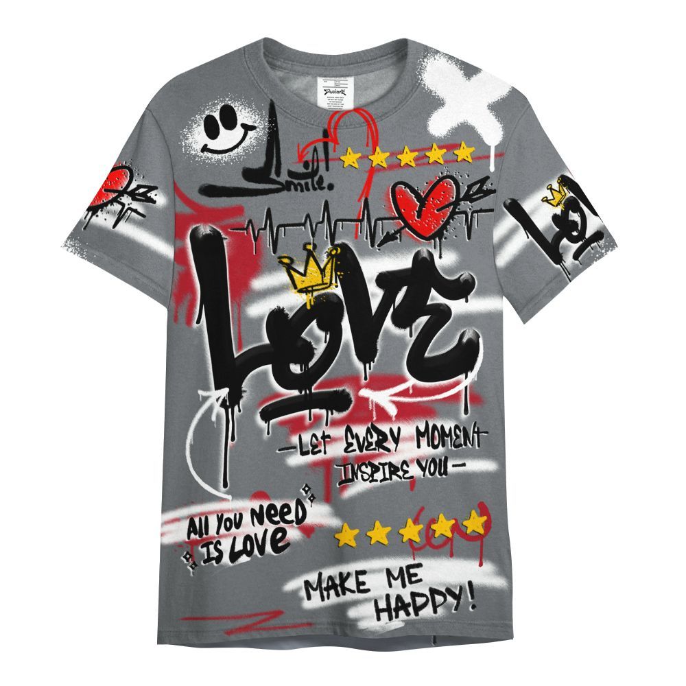 Shirt To Match Retro Fire Red 9s - Happy Love Beats Graffiti Streetwear All Over Print