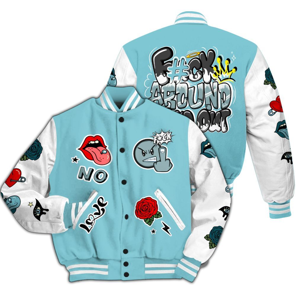 Varsity Jacket To Match Low Legend Blue 11s - FK Around Find Out All Over Print
