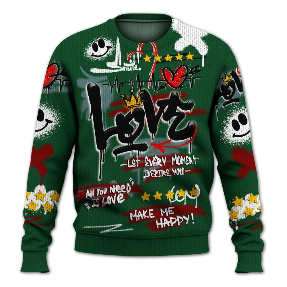 Sweater To Match Concrete Rose 3s - Happy Love Beats Graffiti Streetwear Graphic