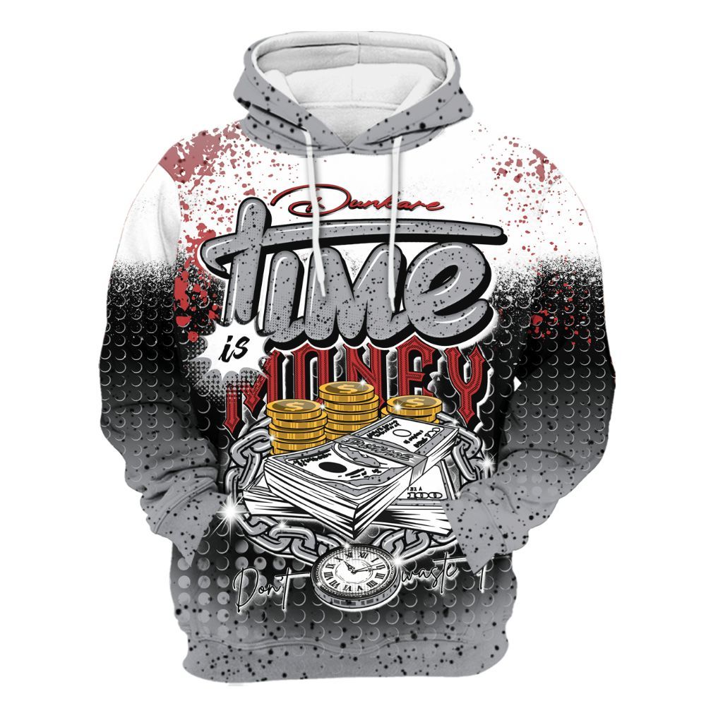 Hoodie To Match White Cement 4s - Halftone Time Is Money All Over Print