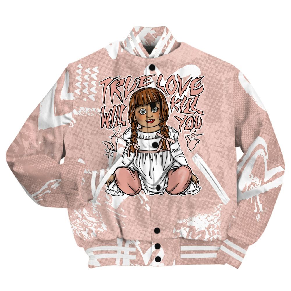 Varsity Jacket To Match Low Legend Pink 11s Shirt - Genuine Loves Bear Heart Grunge All Over Print