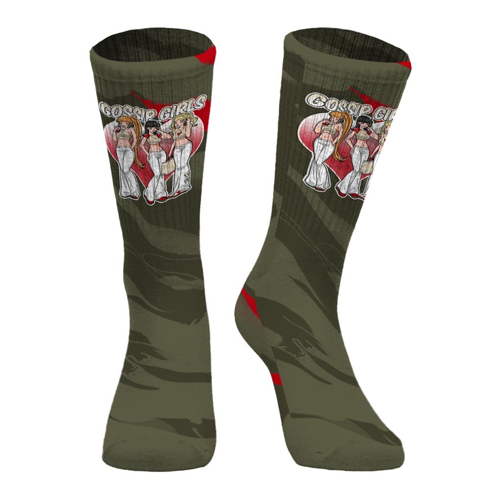 Sock To Match Travis Scott Low OG Medium Olive 1s - Gossip'Girls Colored