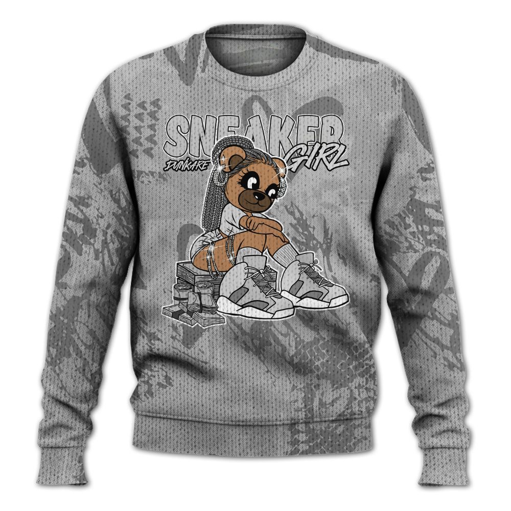 Knitted Sweater To Match Black Wolf Grey 12s - Sneaker Girl Bear Heart Grunge