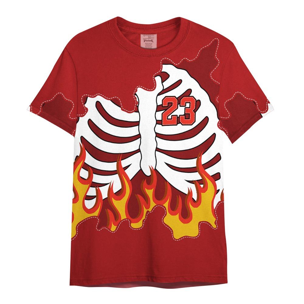 Shirt To Match Red Taxi 12s - Number 23 Skeleton Flame Shirt Red Taxi 12s Outfit