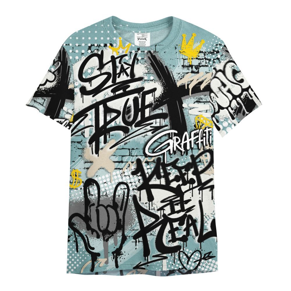 Shirt To Match Dunk Low Glacier Blue Pale Ivory - True It Real Graffiti Streetwear All Over Print