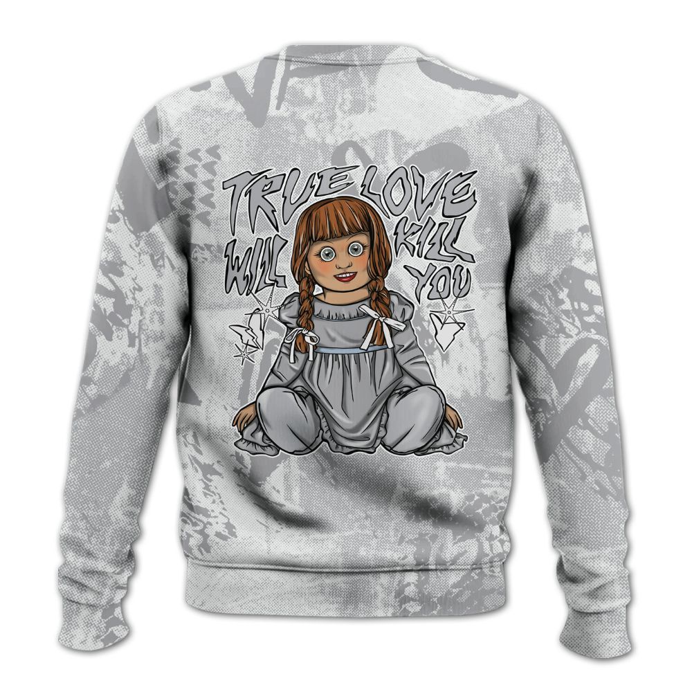 Sweatshirt To Match Low OG Wolf Grey 1s - Genuine Loves Bear Heart Grunge All Over Print