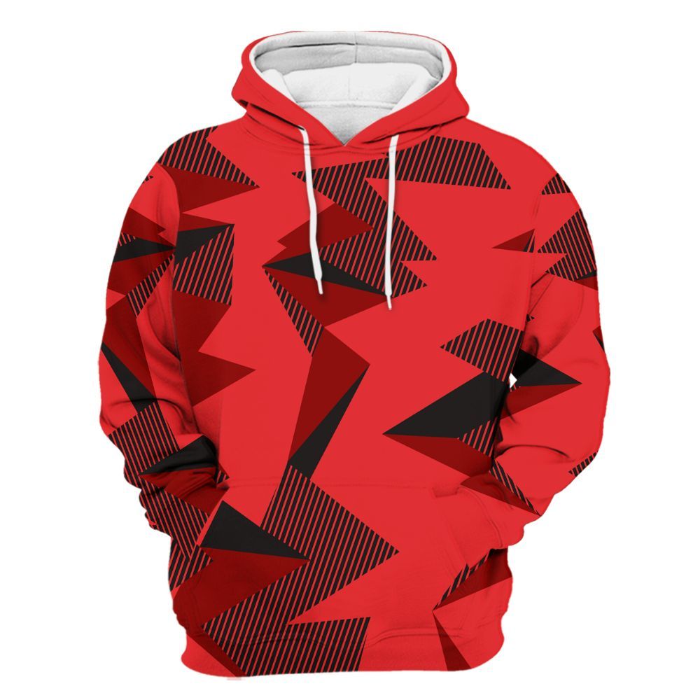 Hoodie To Match Chile Red 9s - Geometric Camouflage Pattern All Over Print