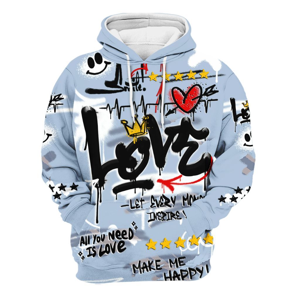 Hoodie To Match Ja 2 Induction - Happy Love Beats Graffiti Streetwear All Over Print