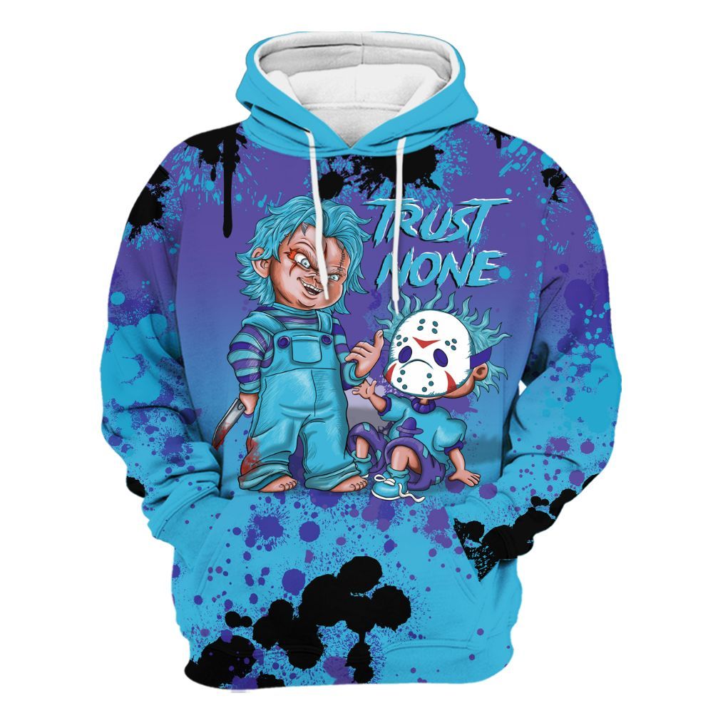 Hoodie To Match Retro Aqua 6s - Trust No One Scary All Over Print
