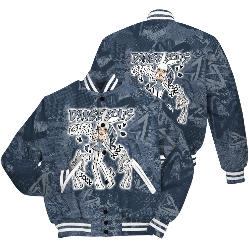 Varsity Jacket To Match Low Diffused Blue 11s Shirt - Dangerous.Girl Heart Grunge All Over Print
