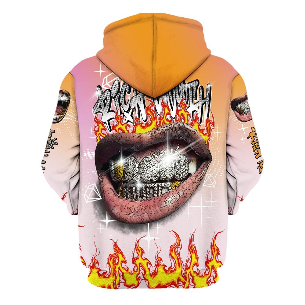 Hoodie To Match Book Sunrise 1s - Rich Mouth Fire Rap Retro 90s All Over Print