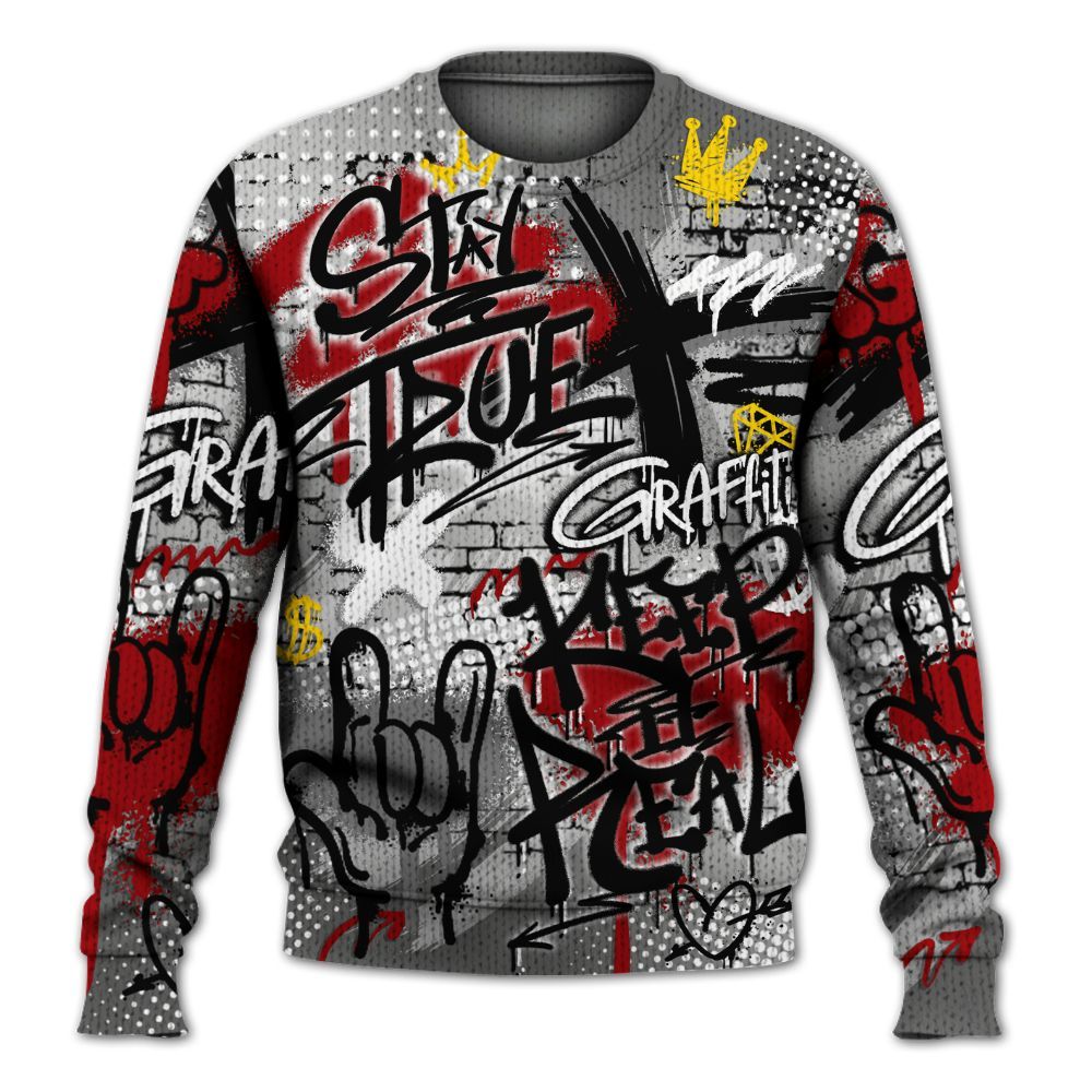 Knitted Sweater To Match Metallic Silver 14s - True It Real Graffiti Streetwear