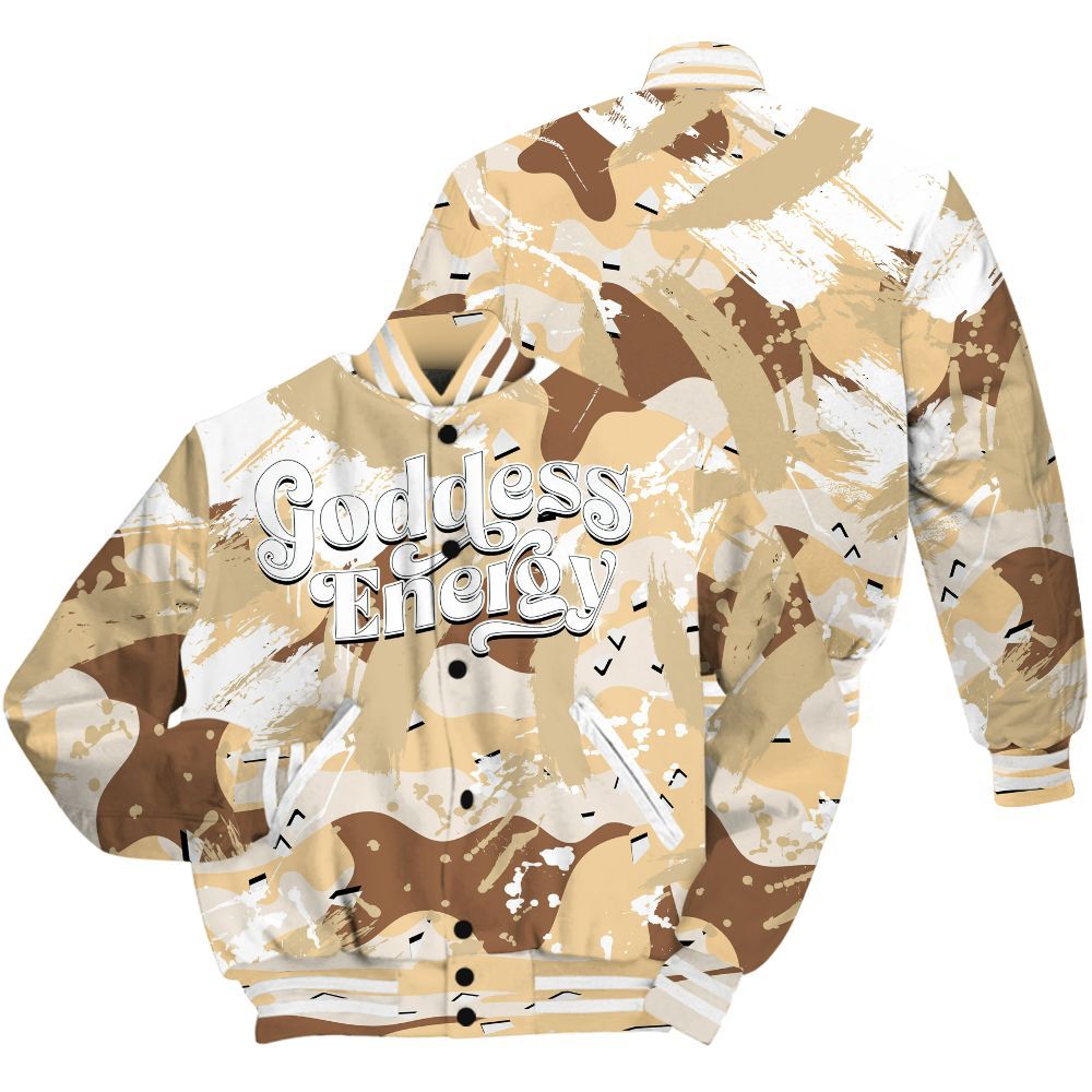 Varsity Jacket To Match Desert Camo 3s - Goddess Energy Retro All Over Print