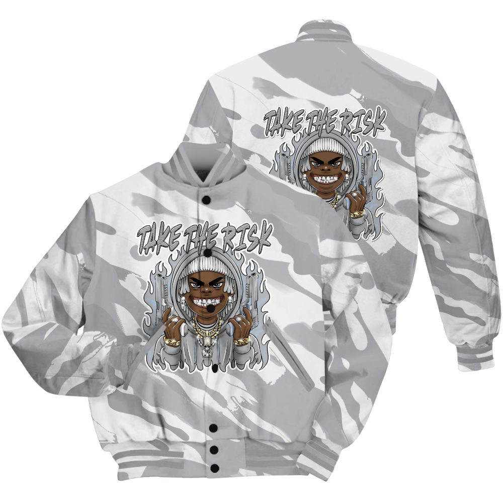 Varsity Jacket To Match Low OG Wolf Grey 1s Shirt - Take The Risk Colored All Over Print